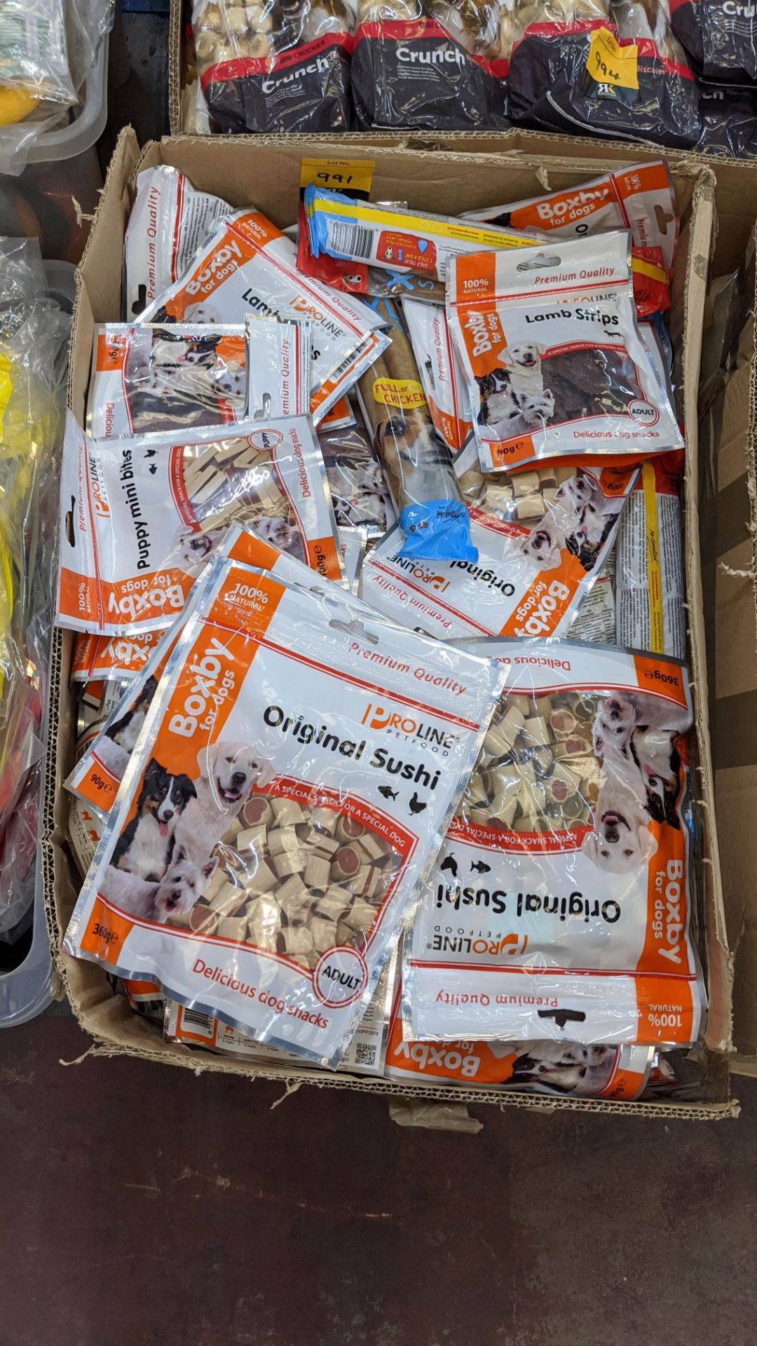 Large box of dog snacks including Proline original sushi - best before date has expired - Image 2 of 4