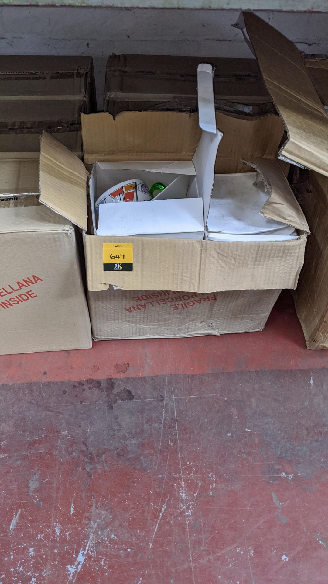 24 off Guzzini porcelain cups & saucers, with green clear handles, boxed in pairs, this lot consists - Image 2 of 4