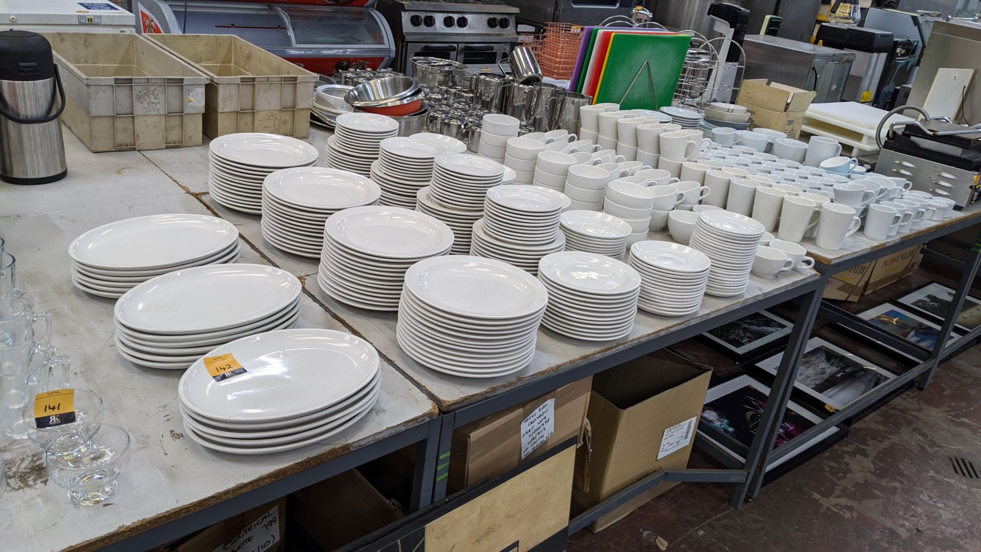 Large quantity of white crockery comprising oval & round plates plus saucers, bowls, cups, mugs & mo - Image 2 of 16