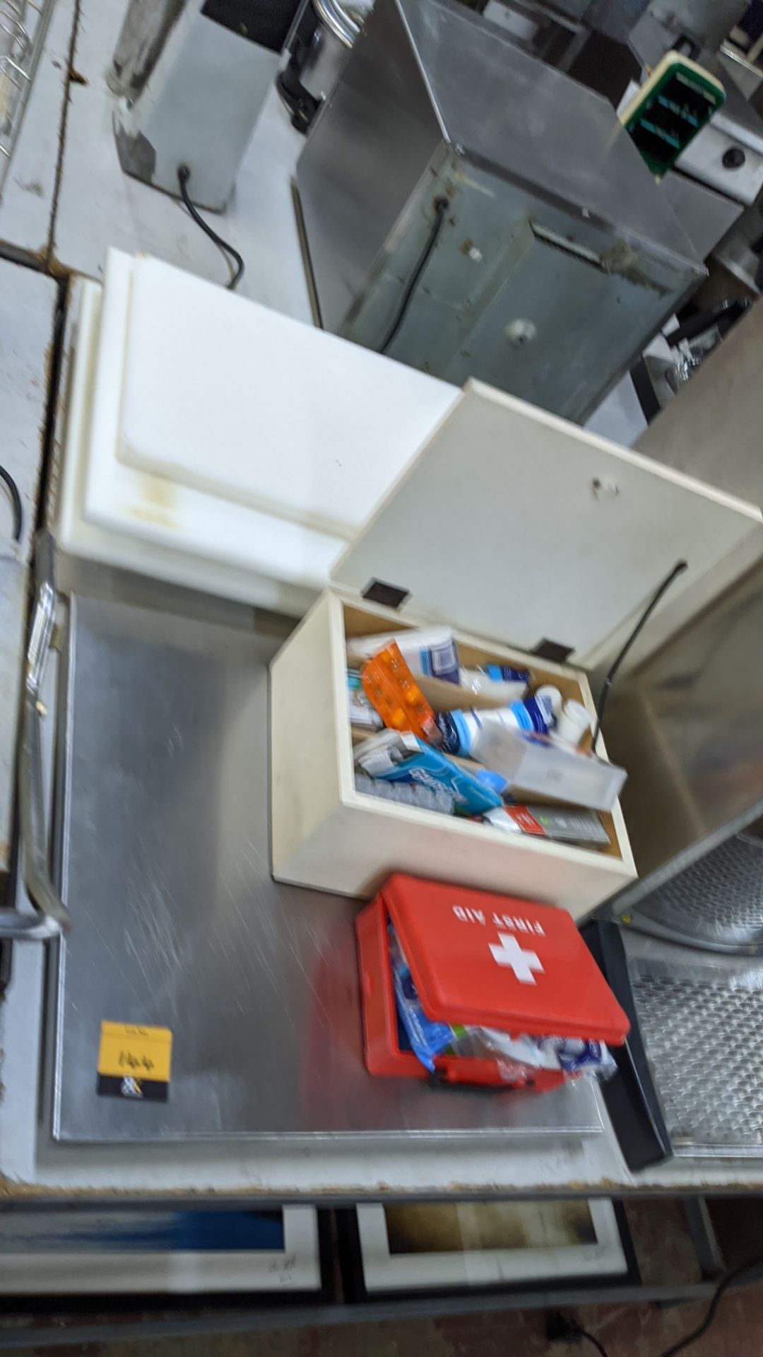 Mixed lot comprising metal square base plus 2 assorted first aid kits & the stack of plastic trays/s - Image 7 of 7