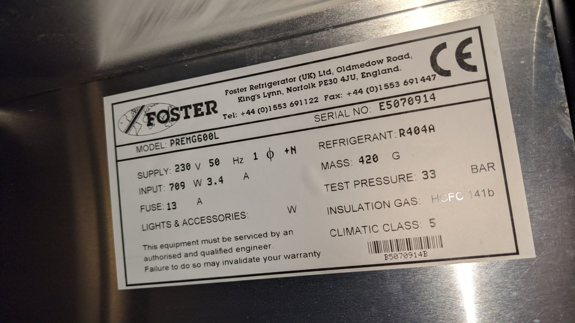 Foster PREMG600L stainless steel tall single door freezer - Image 5 of 6