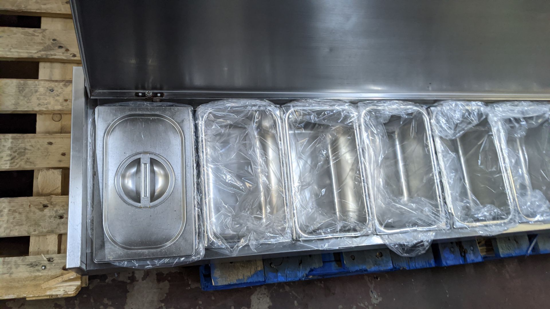 Large stainless steel countertop saladette unit including what appear to be brand new trays for use - Image 3 of 7