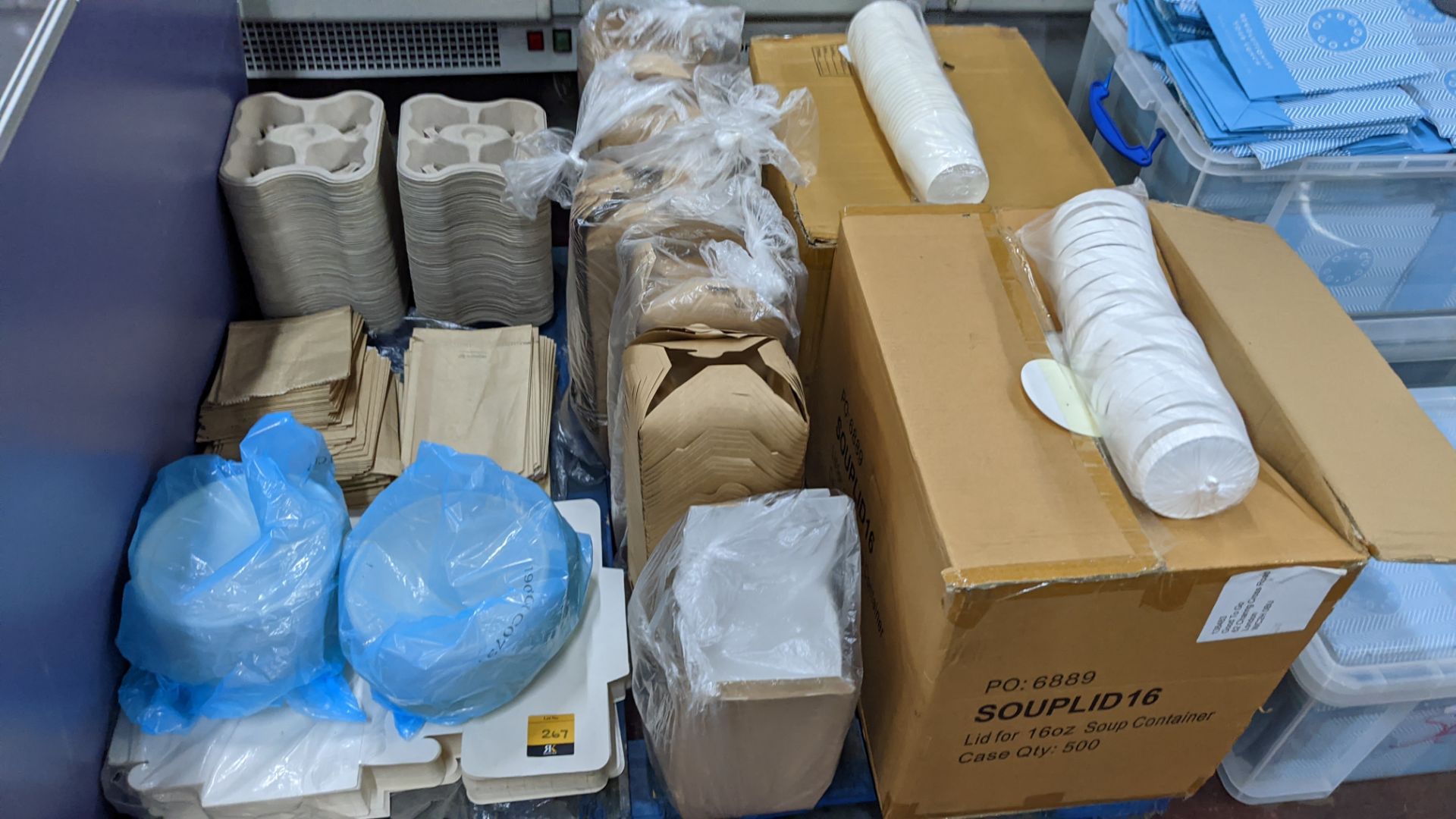 Contents of a pallet of polystyrene, paper & cardboard containers, trays & related items plus 3 larg - Image 2 of 11