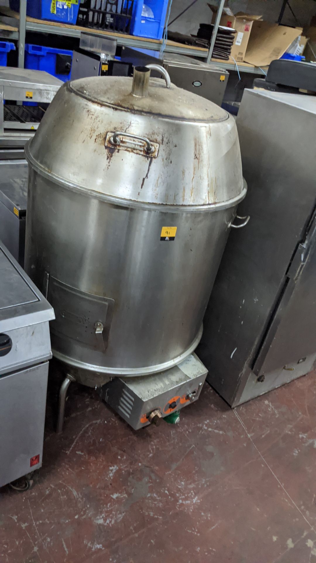 Large stainless steel steam cooking system