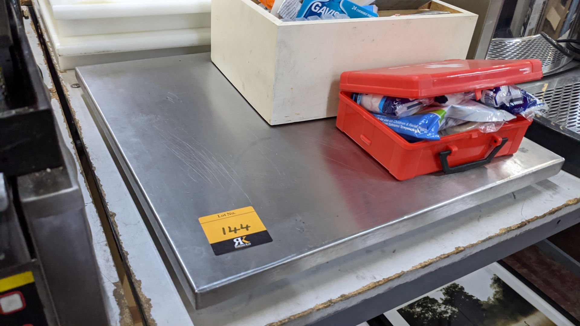 Mixed lot comprising metal square base plus 2 assorted first aid kits & the stack of plastic trays/s - Image 2 of 7