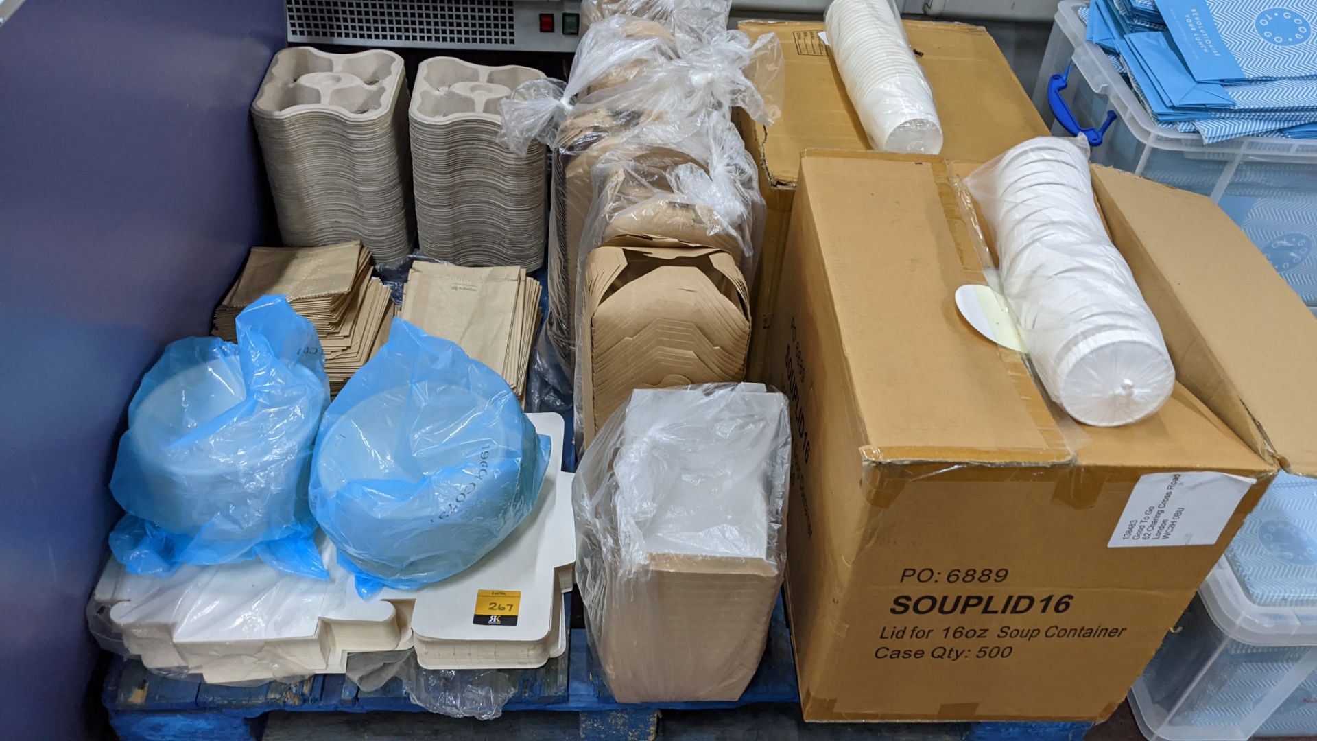 Contents of a pallet of polystyrene, paper & cardboard containers, trays & related items plus 3 larg - Image 4 of 11