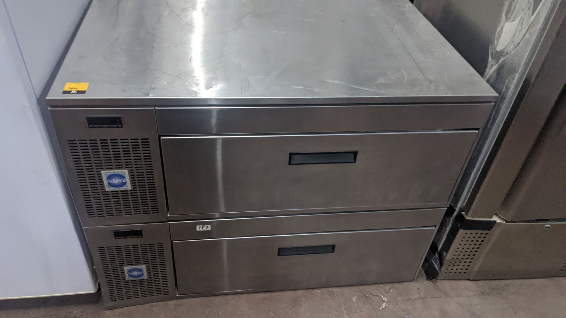 Stainless steel twin drawer refrigerated prep unit