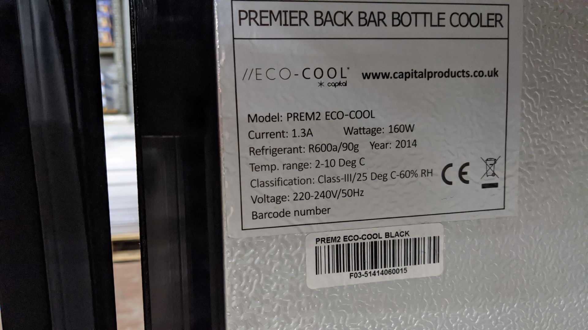 Eco-Cool black twin clear door back bar/bottle fridge - Image 5 of 5