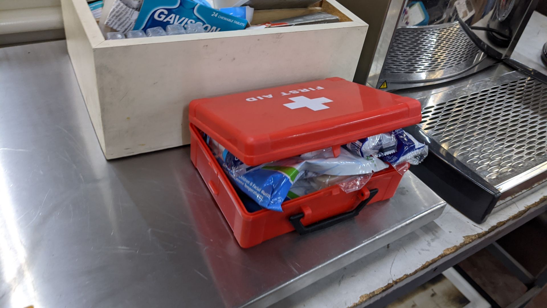 Mixed lot comprising metal square base plus 2 assorted first aid kits & the stack of plastic trays/s - Image 3 of 7