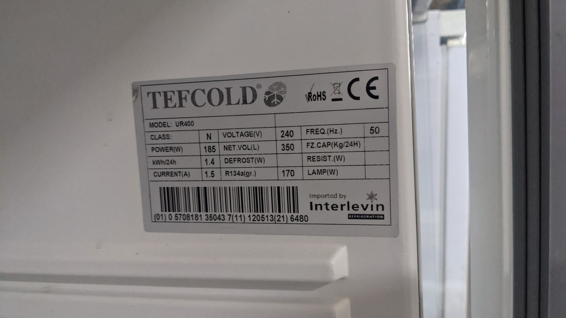 Tefcold tall single door fridge model UR400 - Image 5 of 5