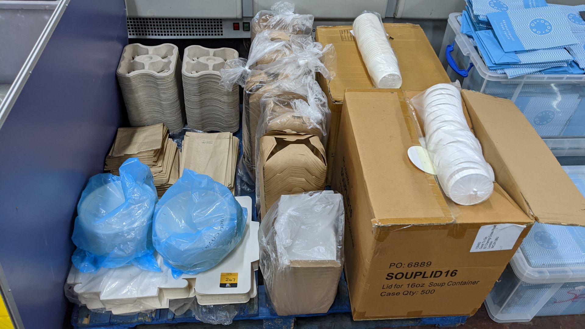 Contents of a pallet of polystyrene, paper & cardboard containers, trays & related items plus 3 larg - Image 3 of 11