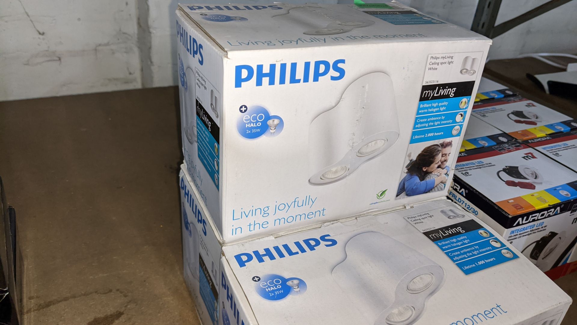 Philips Myliving spotlights comprising 1 off white single bulb fitting & 3 off white twin bulb fitti - Image 4 of 4