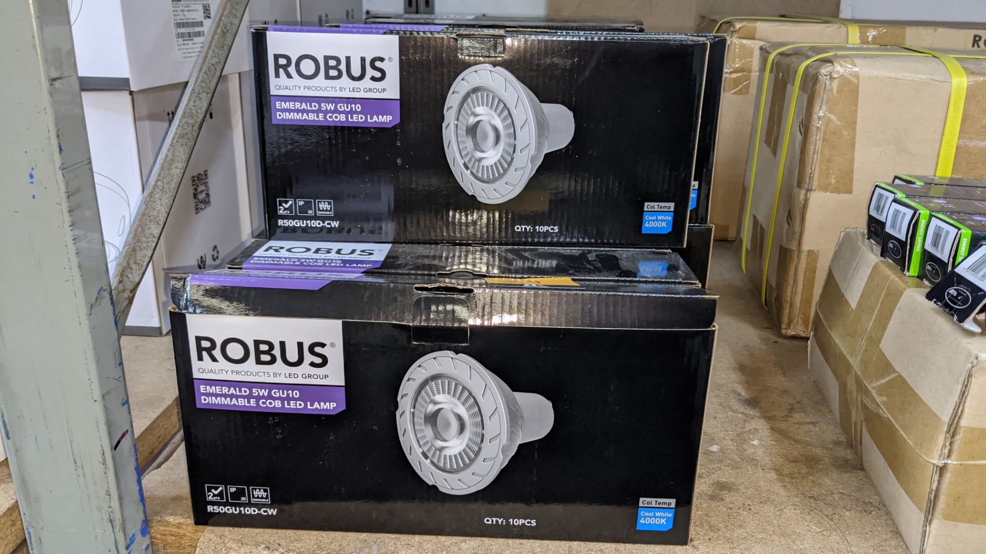 6 boxes each containing 10 off Robus Emerald 5W GU10 dimmable COB LED lamps (cool white 4000K) - Image 3 of 4