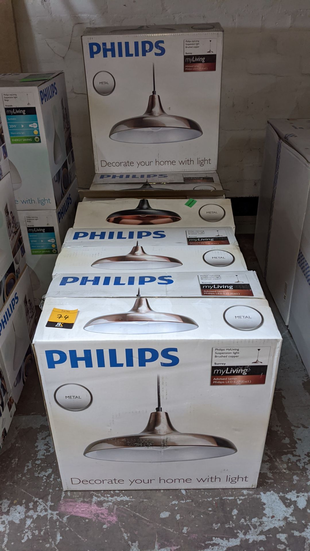 6 off Philips Myliving suspension lights in brushed copper finish - Image 2 of 3