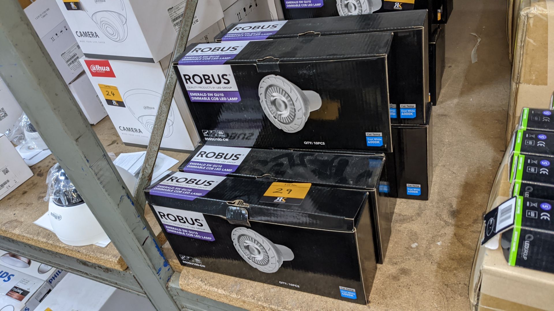 6 boxes each containing 10 off Robus Emerald 5W GU10 dimmable COB LED lamps (cool white 4000K)