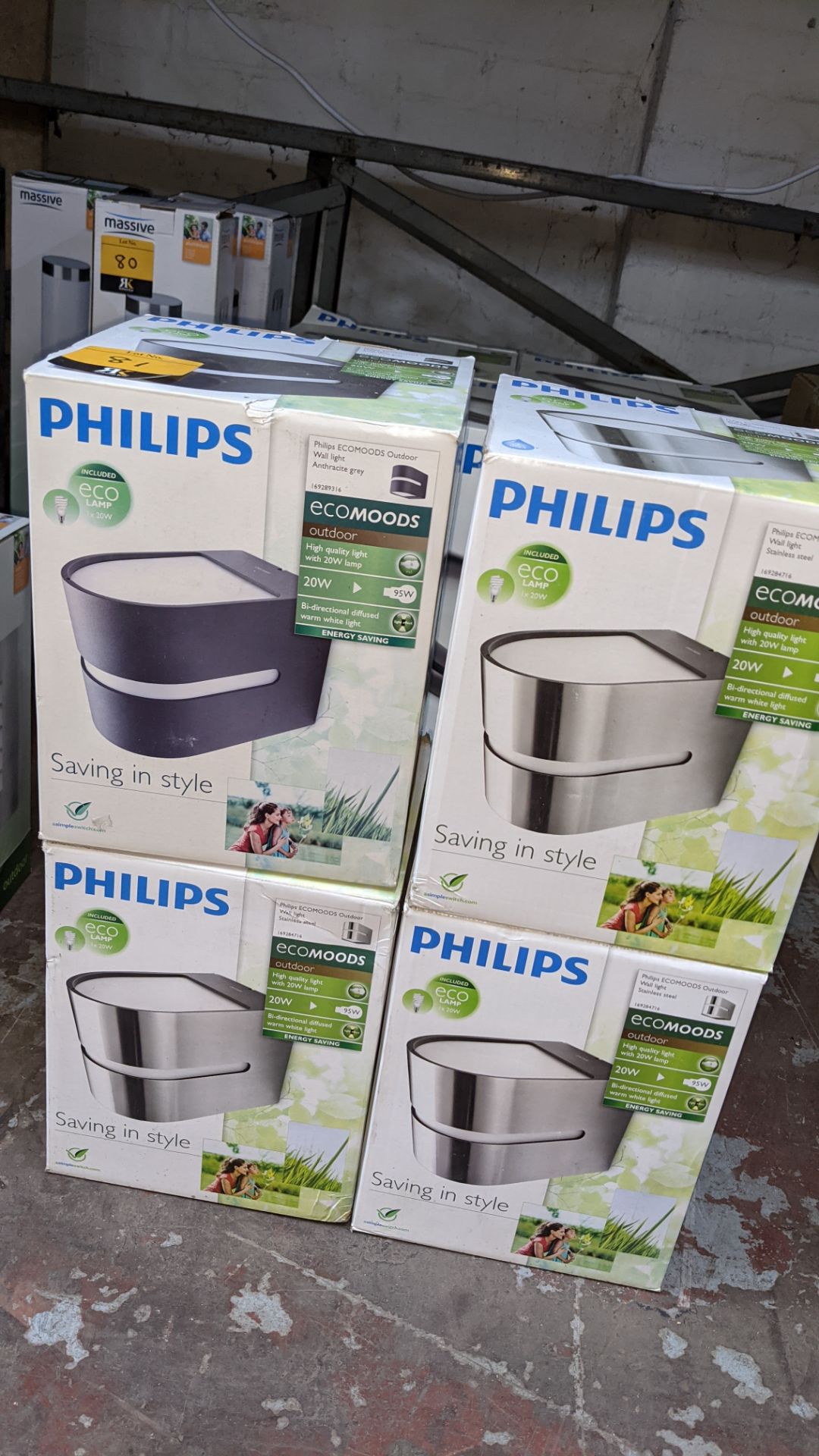 4 off Philips Ecomoods outdoor lamps in stainless steel & anthracite grey finishes - Image 3 of 3