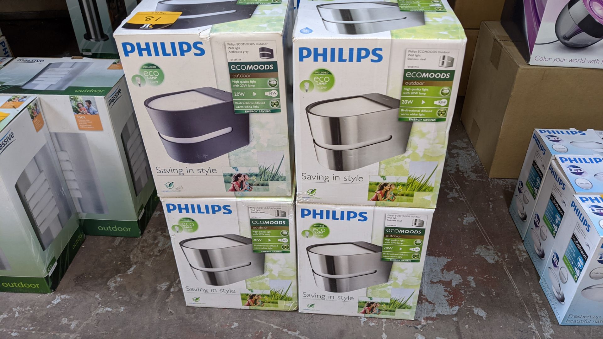 4 off Philips Ecomoods outdoor lamps in stainless steel & anthracite grey finishes - Image 2 of 3