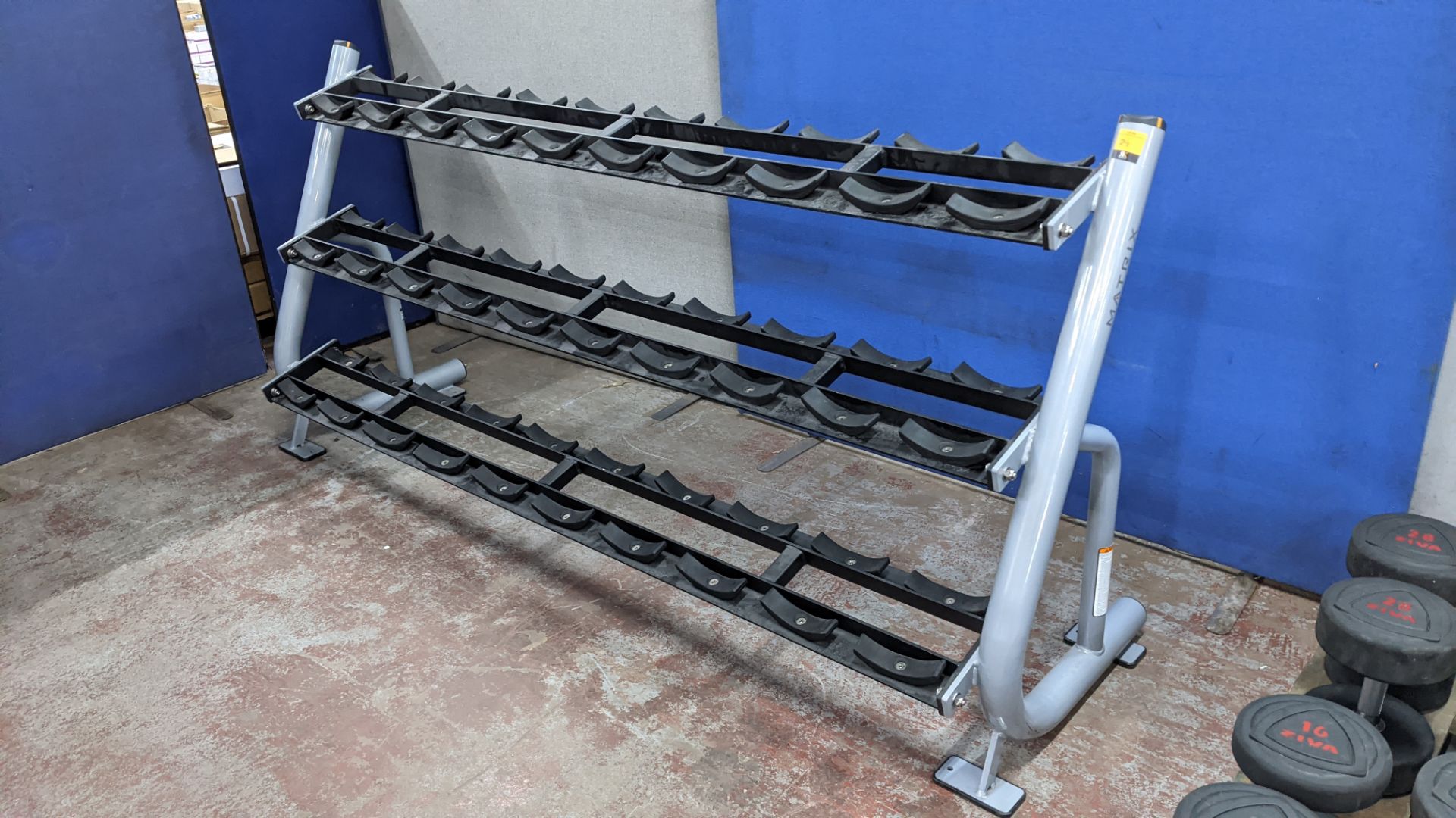 Matrix Magnum MG A42 3 tier dumbbell rack, capable of holding a total of 30 dumbbells