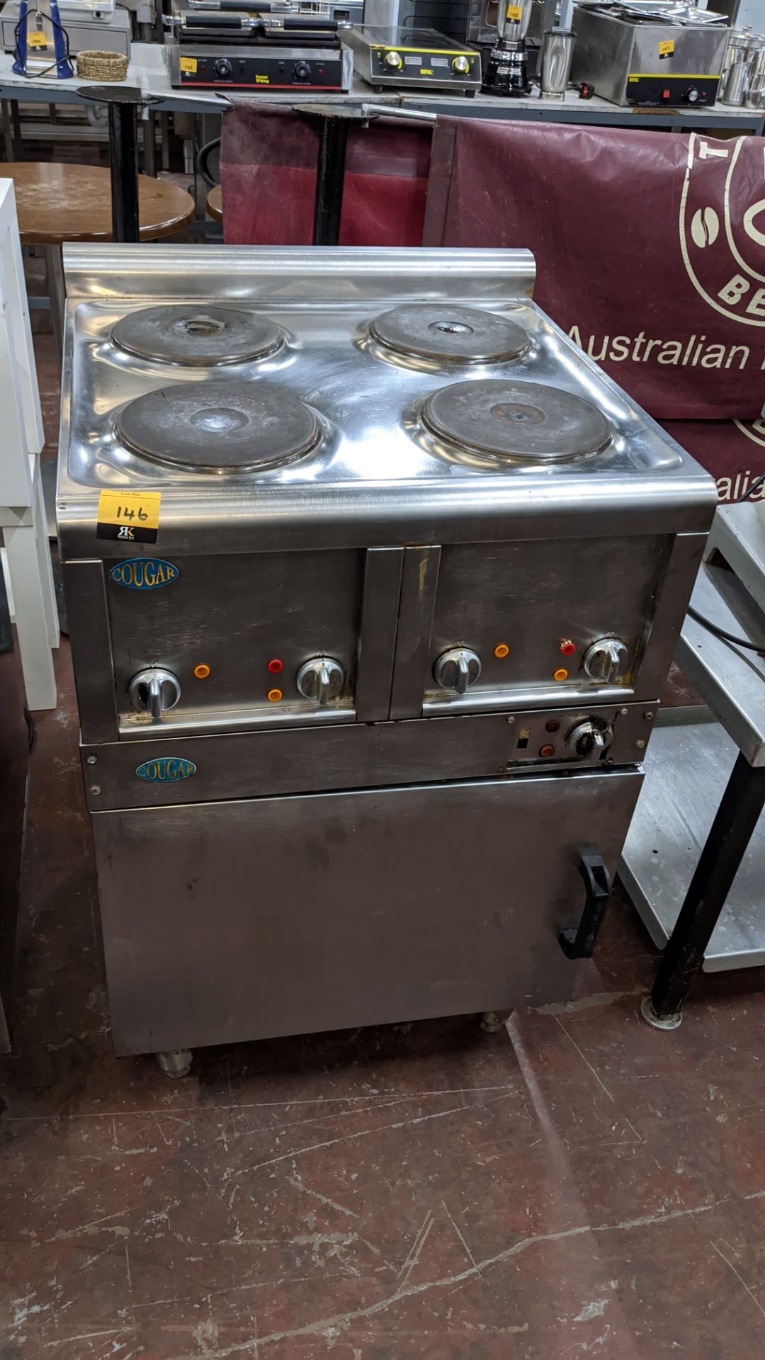 1 off 4 ring electric hob with warming cupboard/oven below - Image 3 of 5