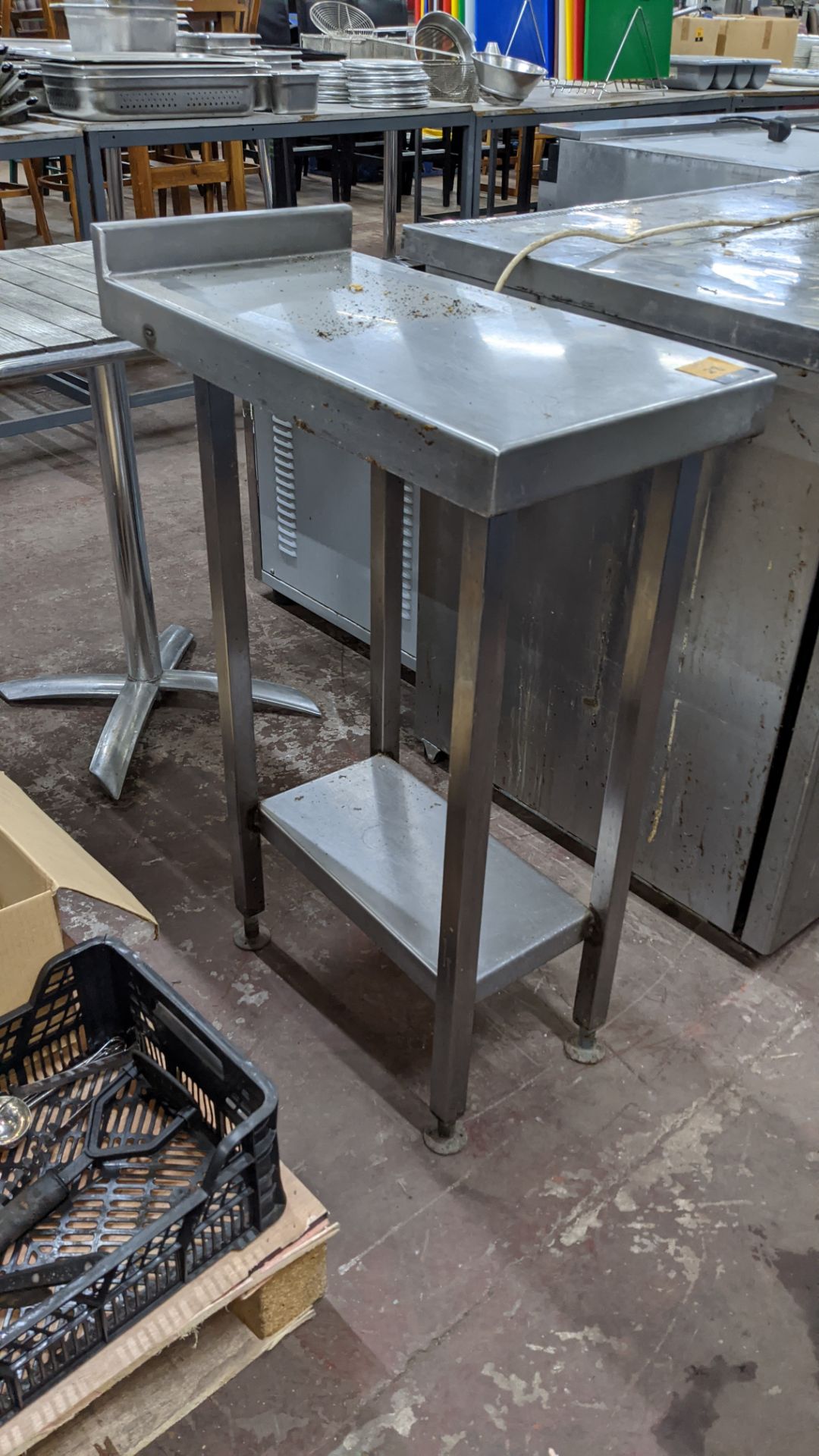 Slimline twin tier stainless steel table