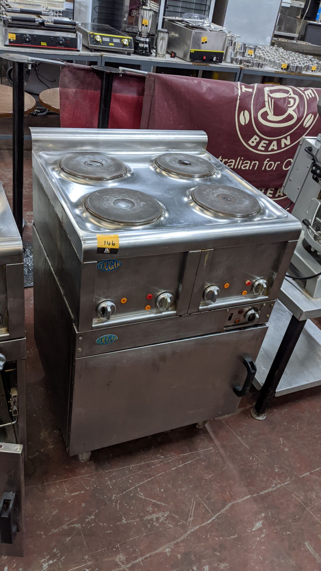 1 off 4 ring electric hob with warming cupboard/oven below