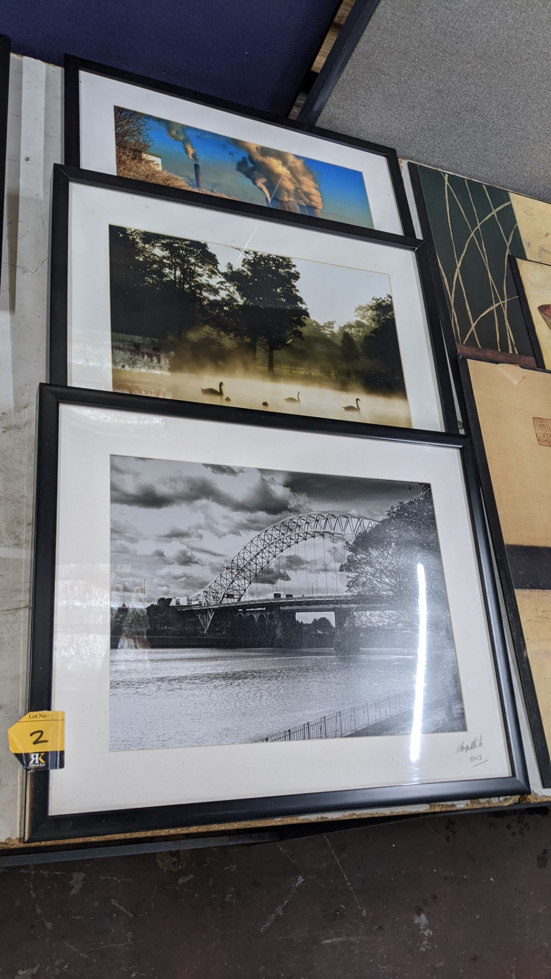 3 off assorted framed photographs, all of which are signed and dated