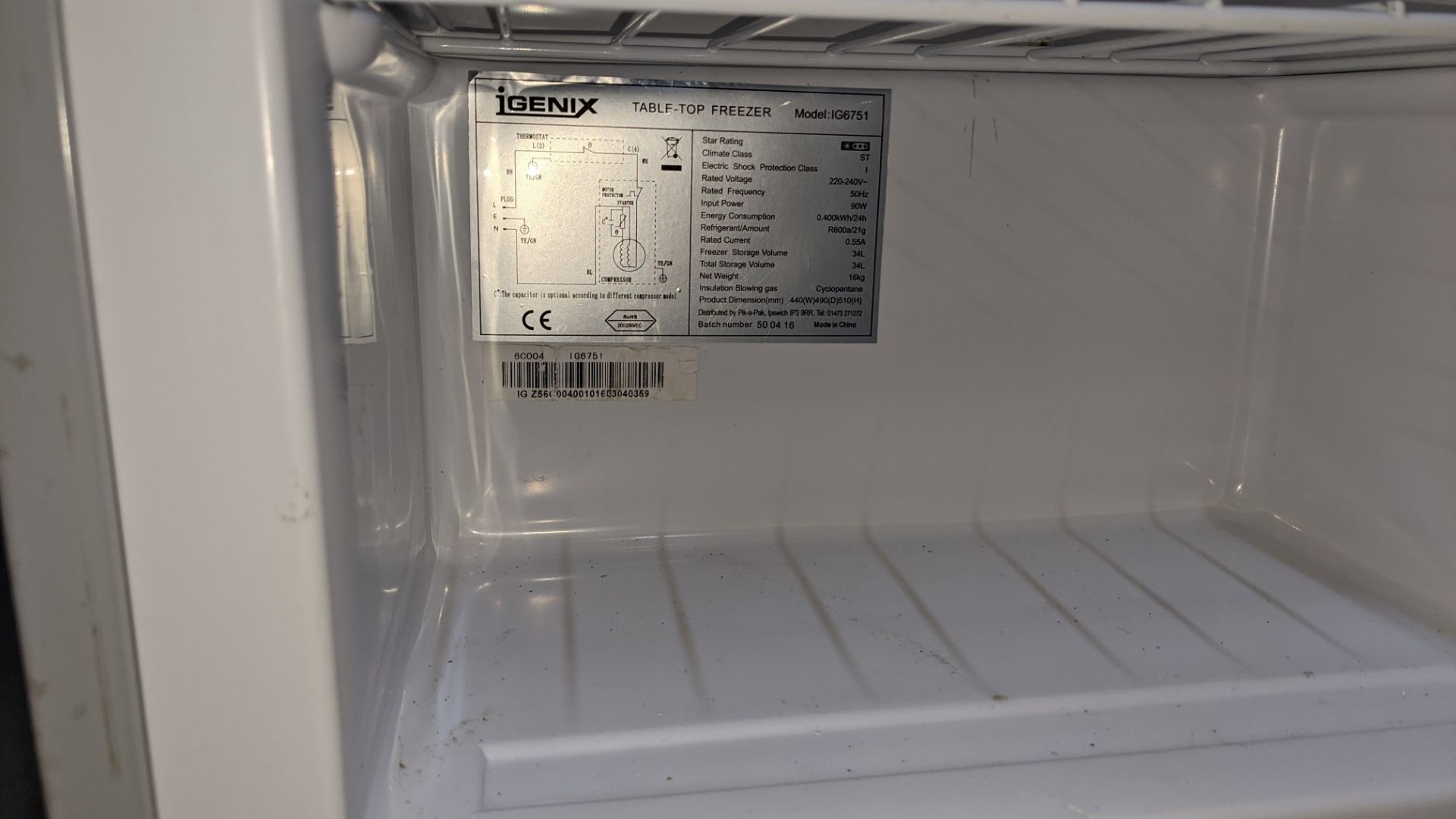 Igenix table top freezer - Image 4 of 4