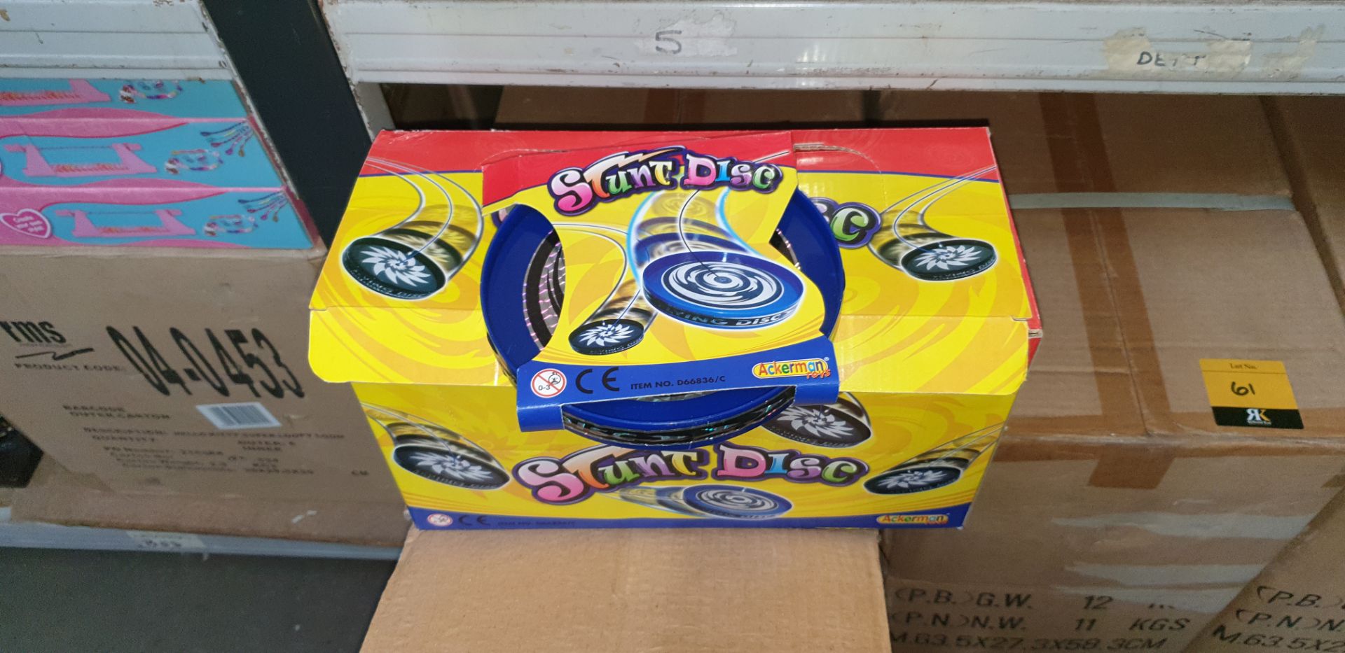 12 retail display boxes, each containing 12 individually boxed Stunt Discs i.e. 144 Stunt Discs in t