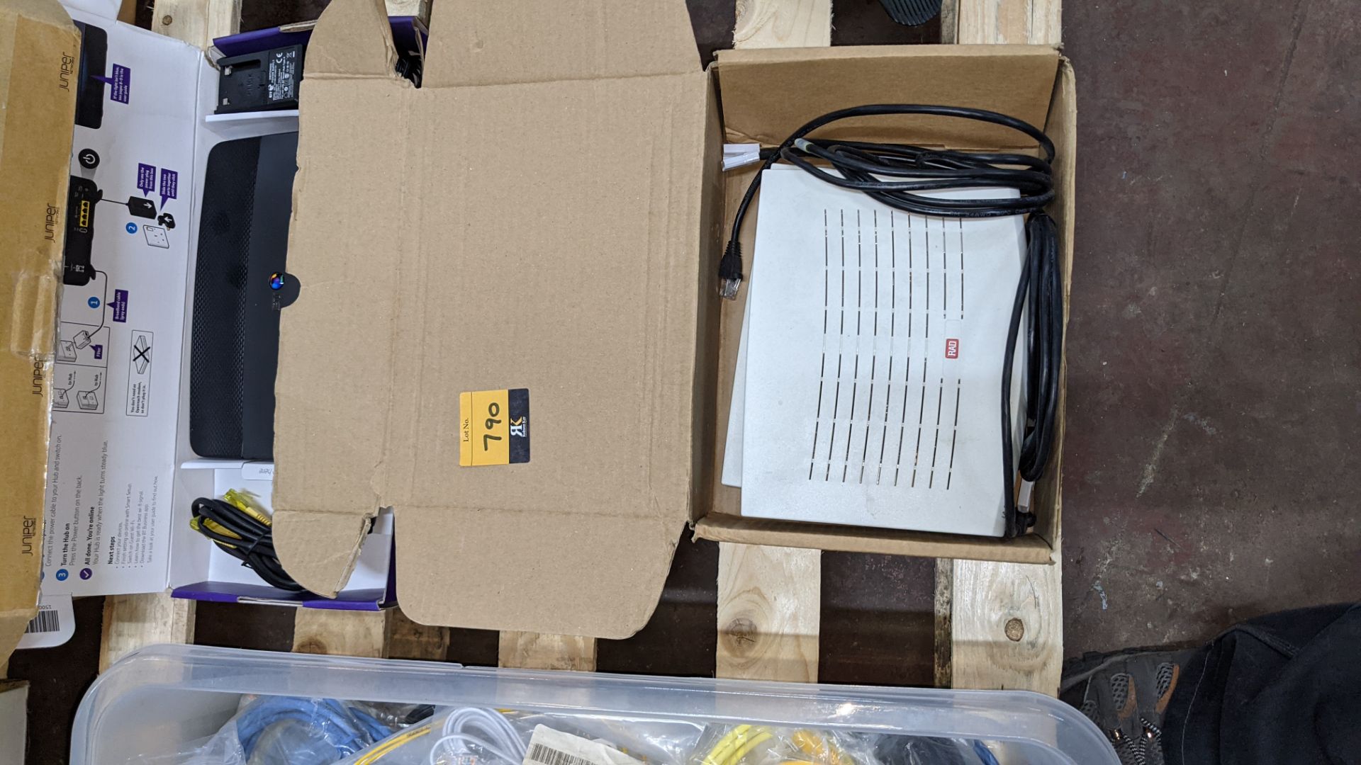 Contents of a pallet of assorted communications items including conference phones, cables, routers & - Image 5 of 9