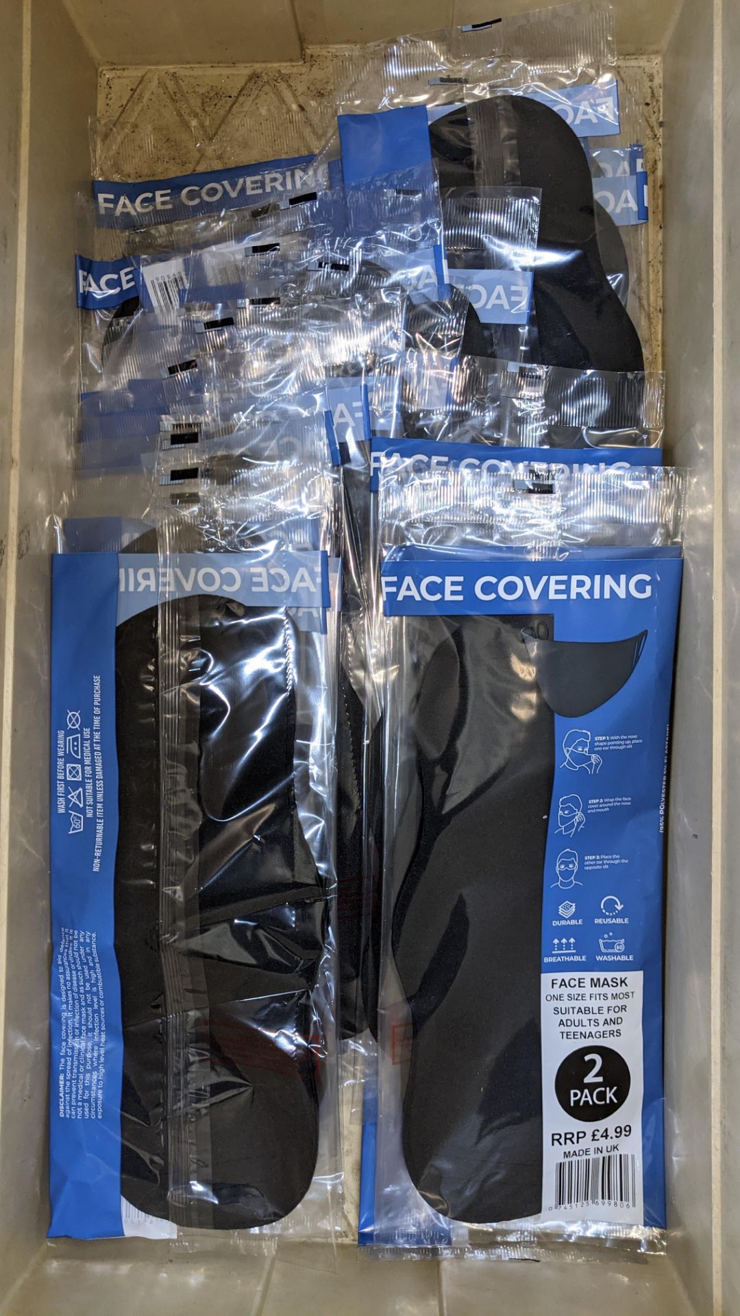 76 off adult face masks, packaged in twin packs in plain black. This lot consists of 38 twin packs - Image 8 of 9