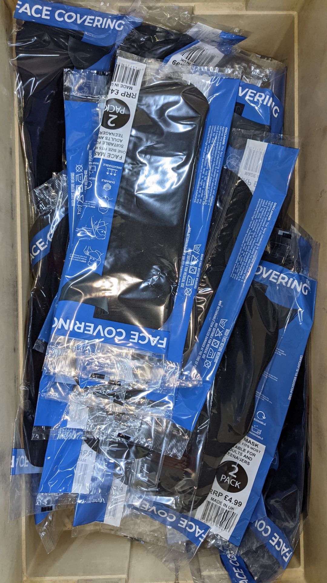 100 off adult face masks, packaged in twin packs in plain black. This lot consists of 50 twin packs - Image 7 of 7