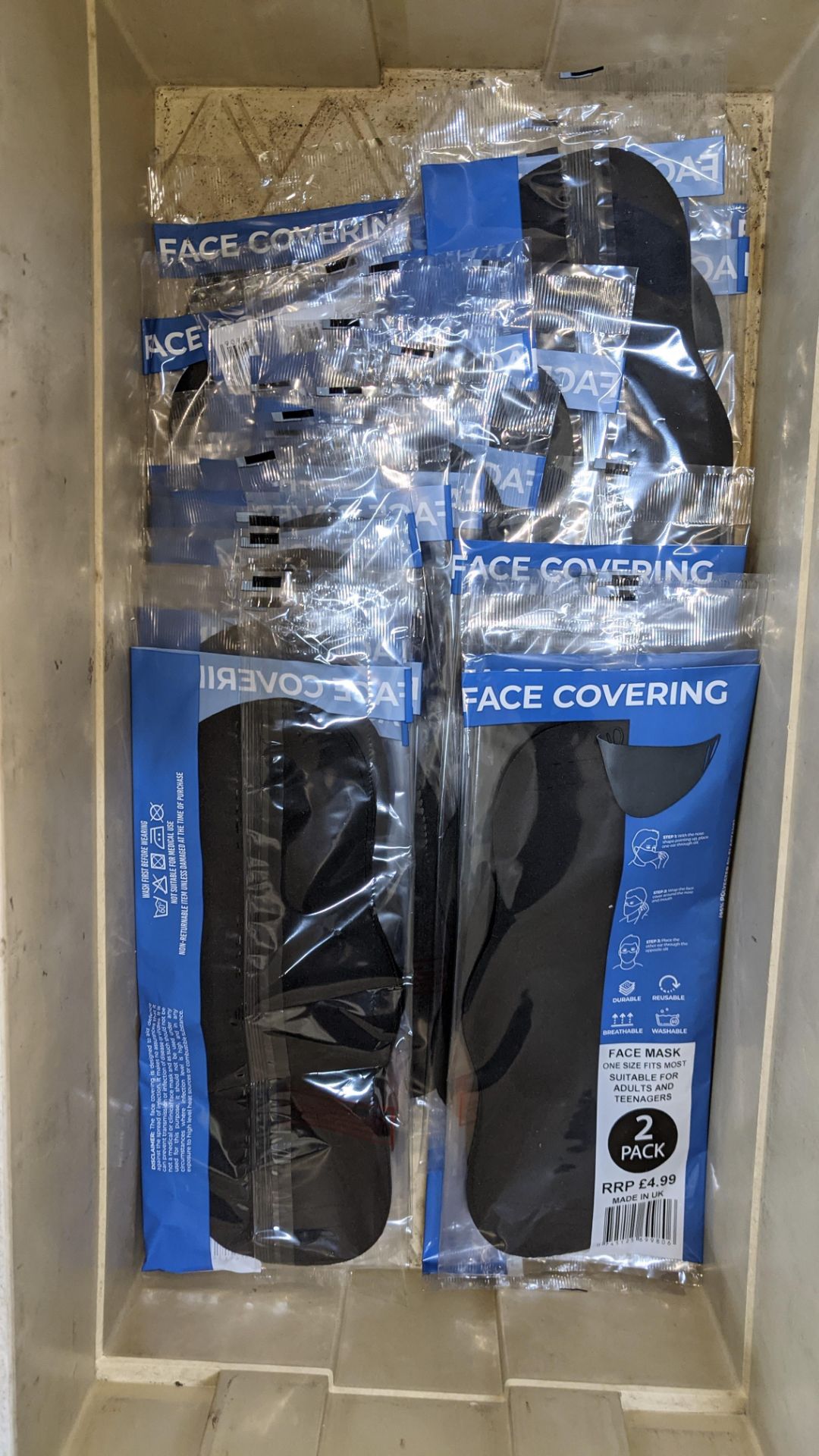 76 off adult face masks, packaged in twin packs in plain black. This lot consists of 38 twin packs - Image 4 of 9