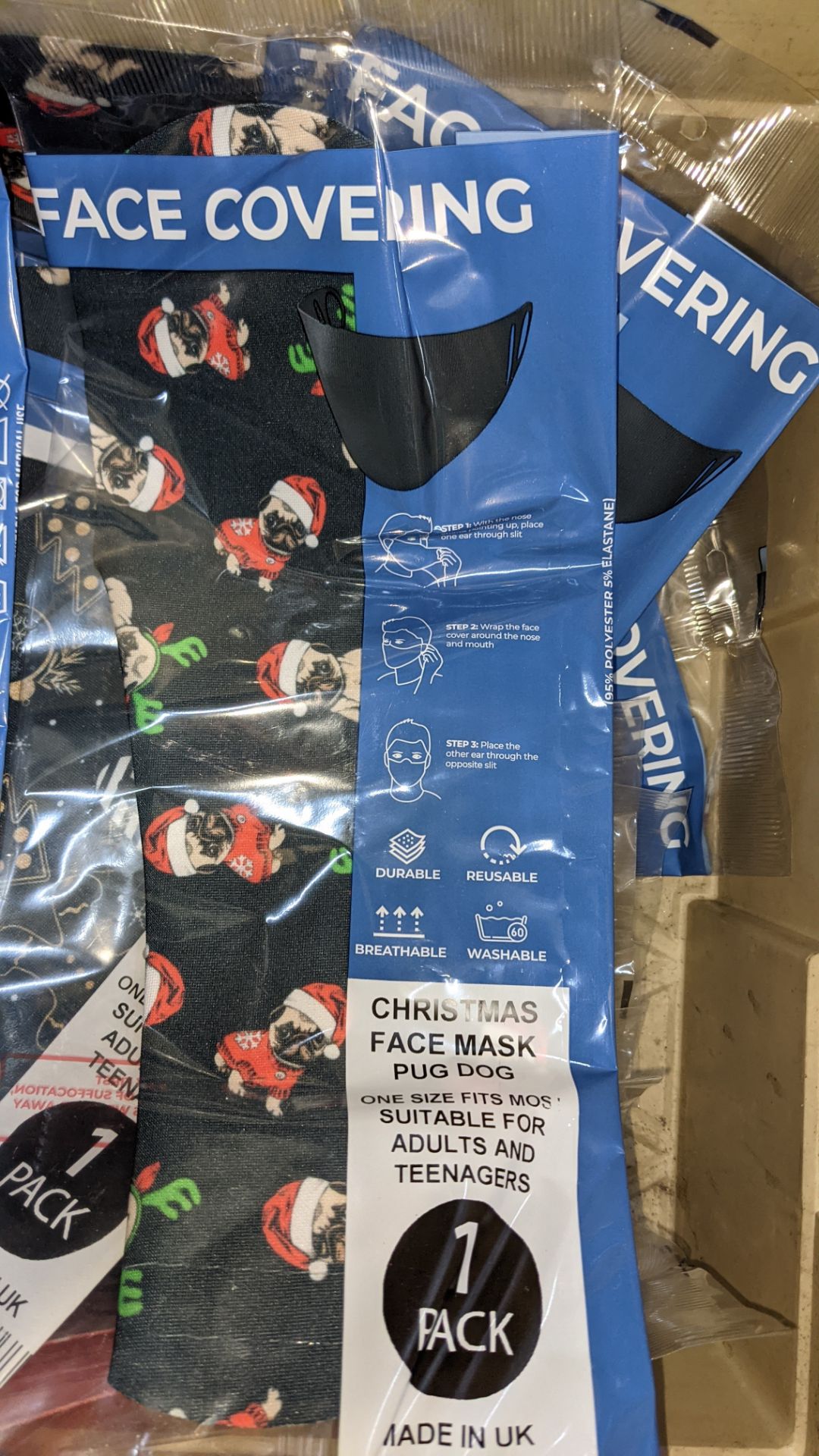 53 assorted Christmas design face masks, individually packed, marked as being one size fits most, su - Image 4 of 10