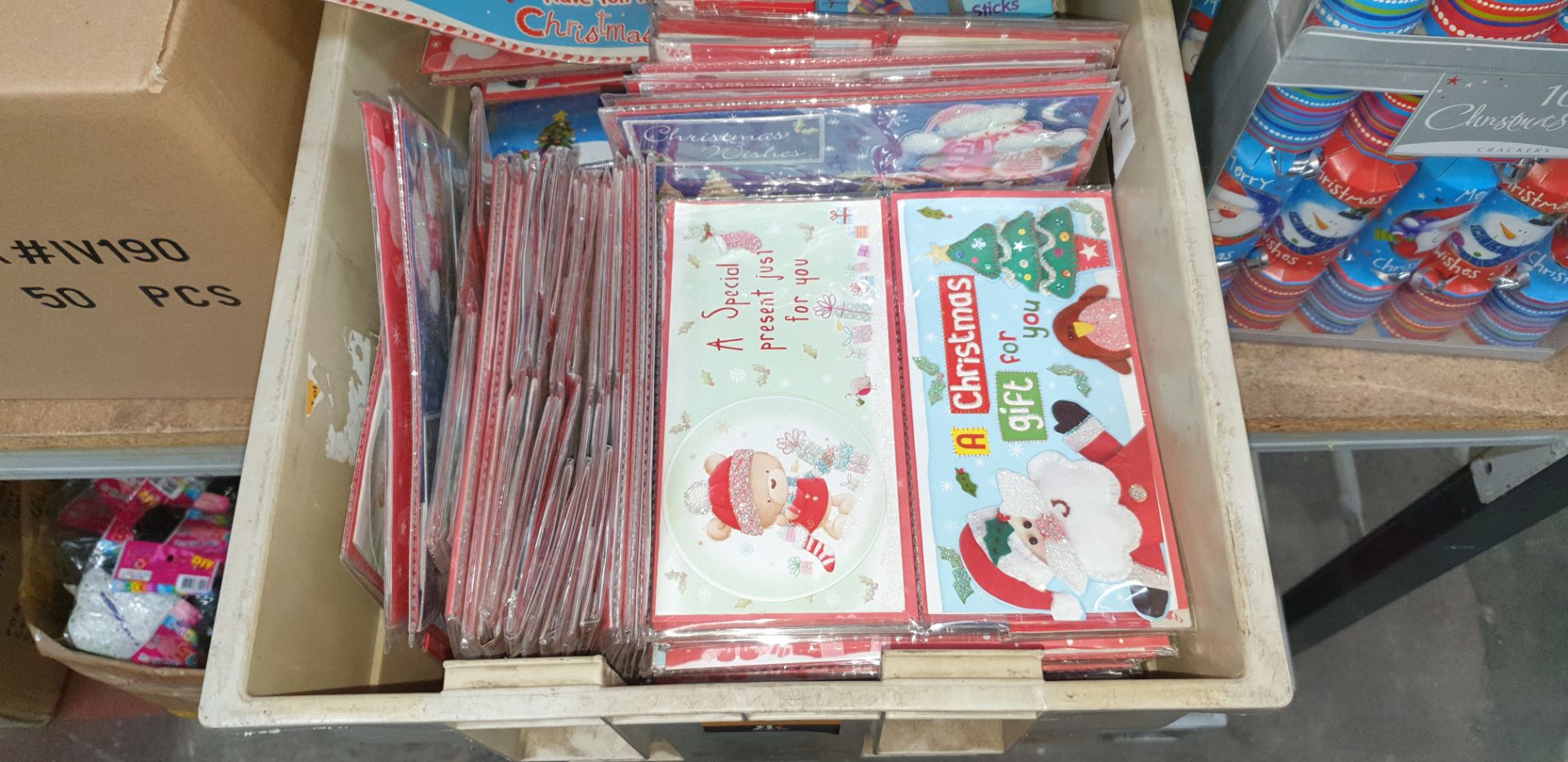 Contents of a crate of Christmas gift tags, mini crackers & other Christmas related items - crate ex - Image 5 of 5