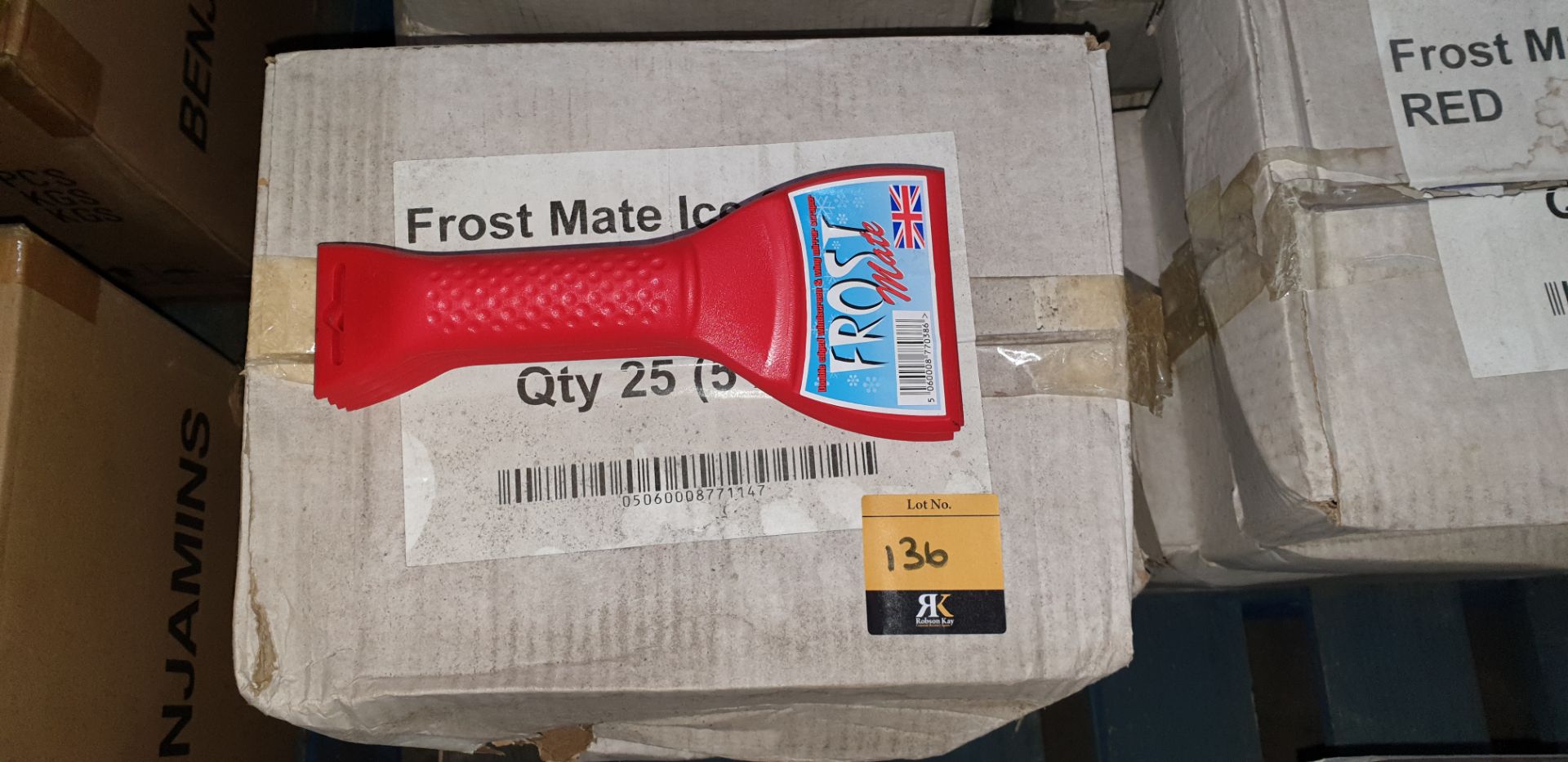 100 off Frost Mate ice scrapers (double edged windscreen & wing mirror scrapers), marked as being Br