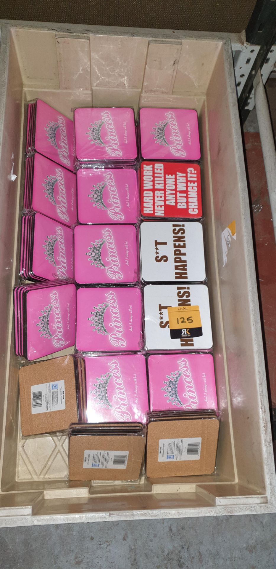 Contents of a crate of assorted Princess novelty drinks coasters - crate excluded