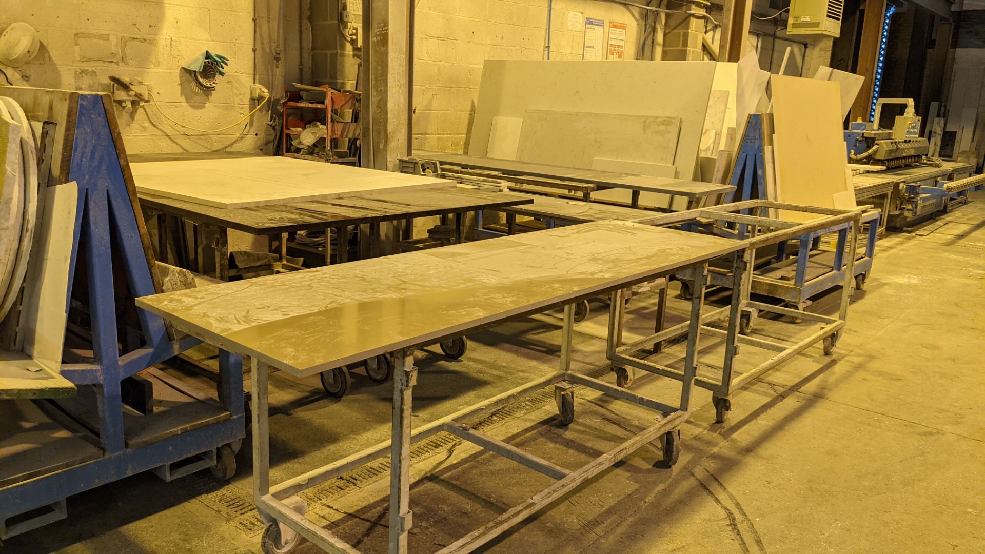 Large quantity of quartz, marble, granite & other stock plus rack/trolleys for use with same. This l - Image 10 of 27