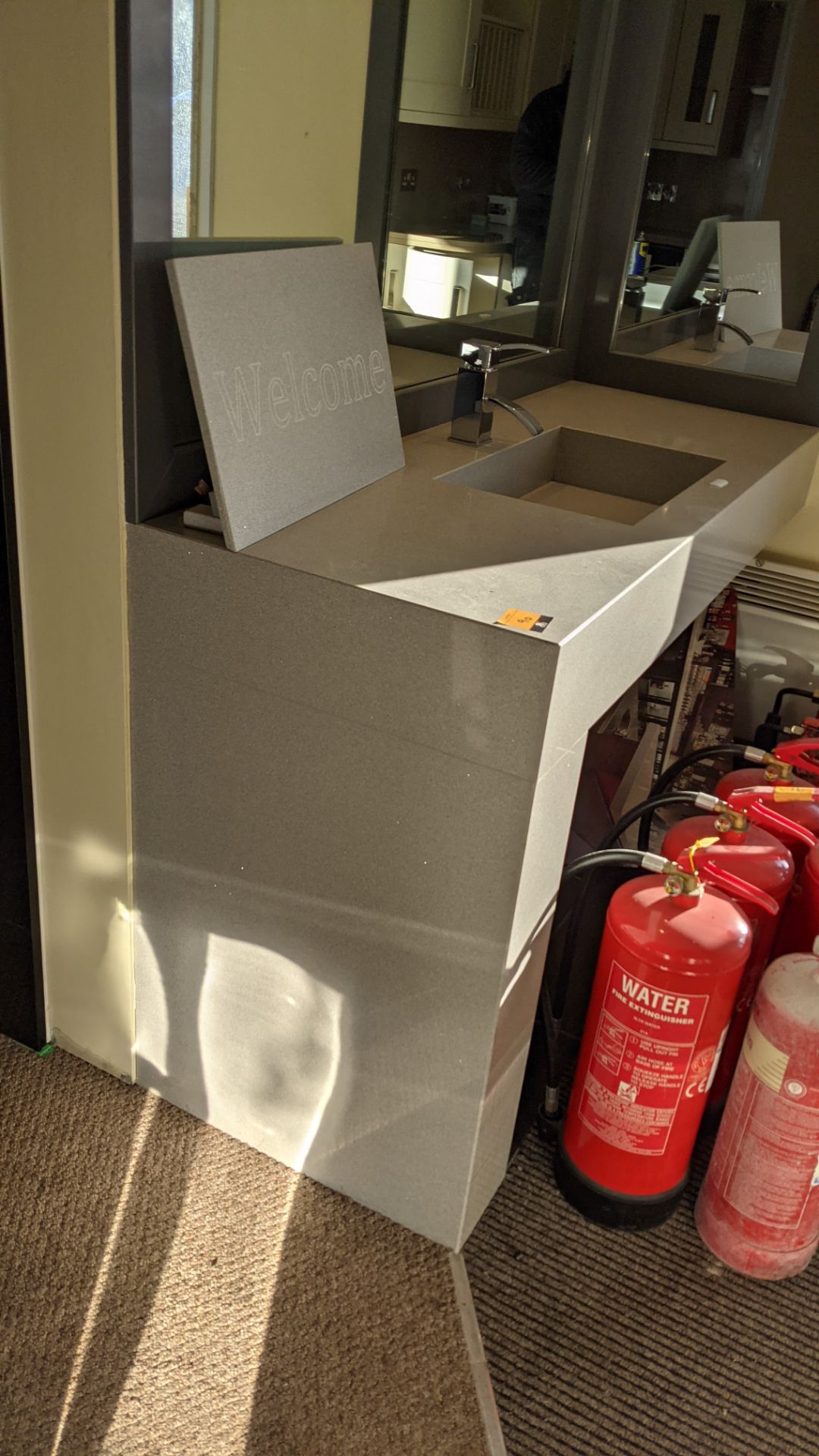 Granite/quartz sink arrangement in grey by Silestone. This lot includes the mixer tap & the 'Welcome - Image 5 of 9