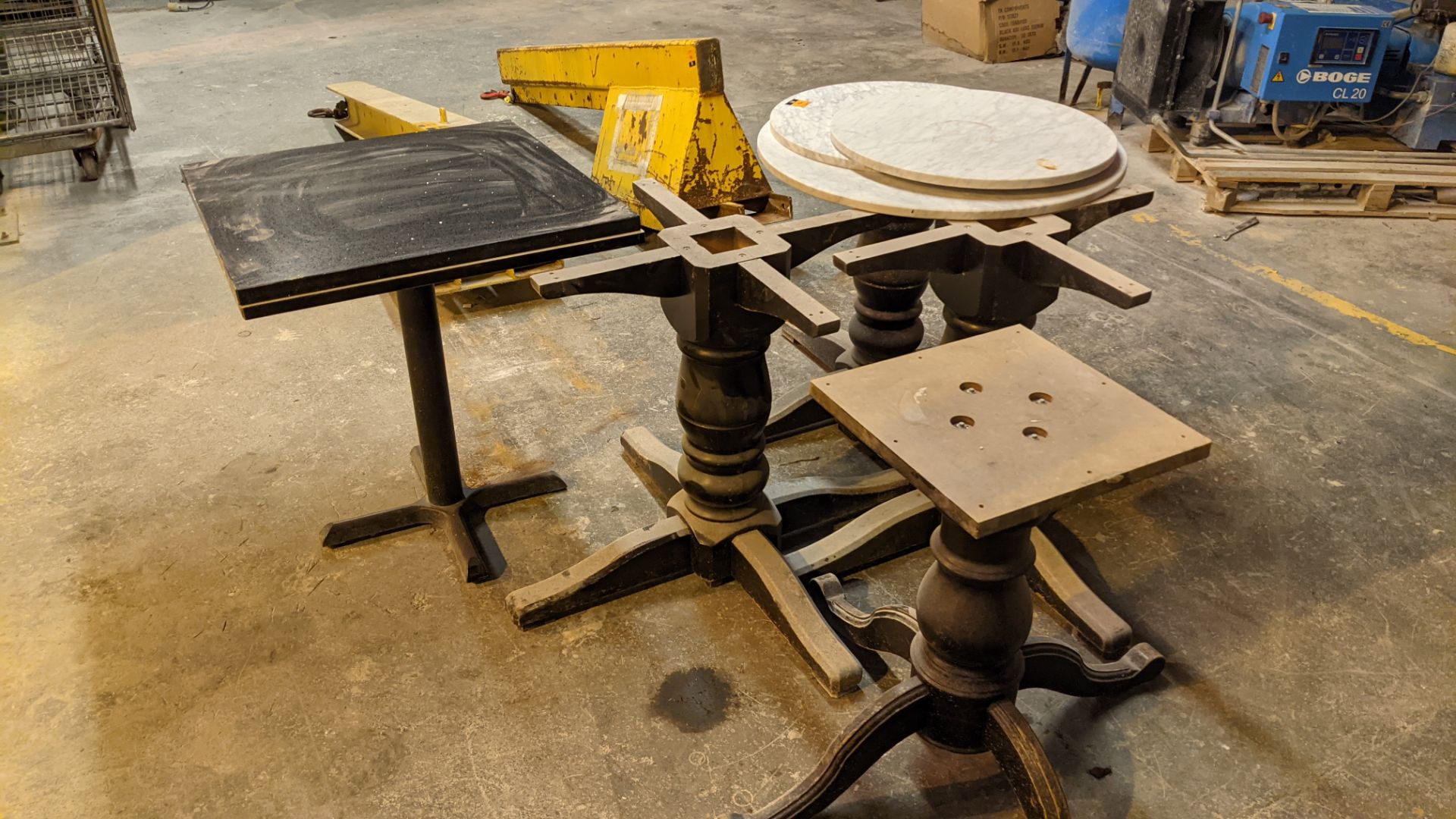 5 off assorted circular & square granite/quartz/marble table tops plus 4 off heavy-duty wooden turnt - Image 7 of 7