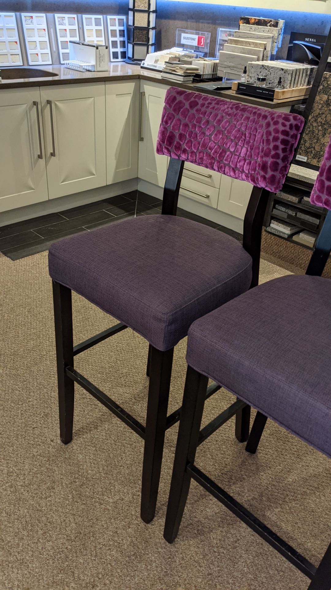 4 matching barstools in 2 different upholstered fabrics - Image 6 of 6