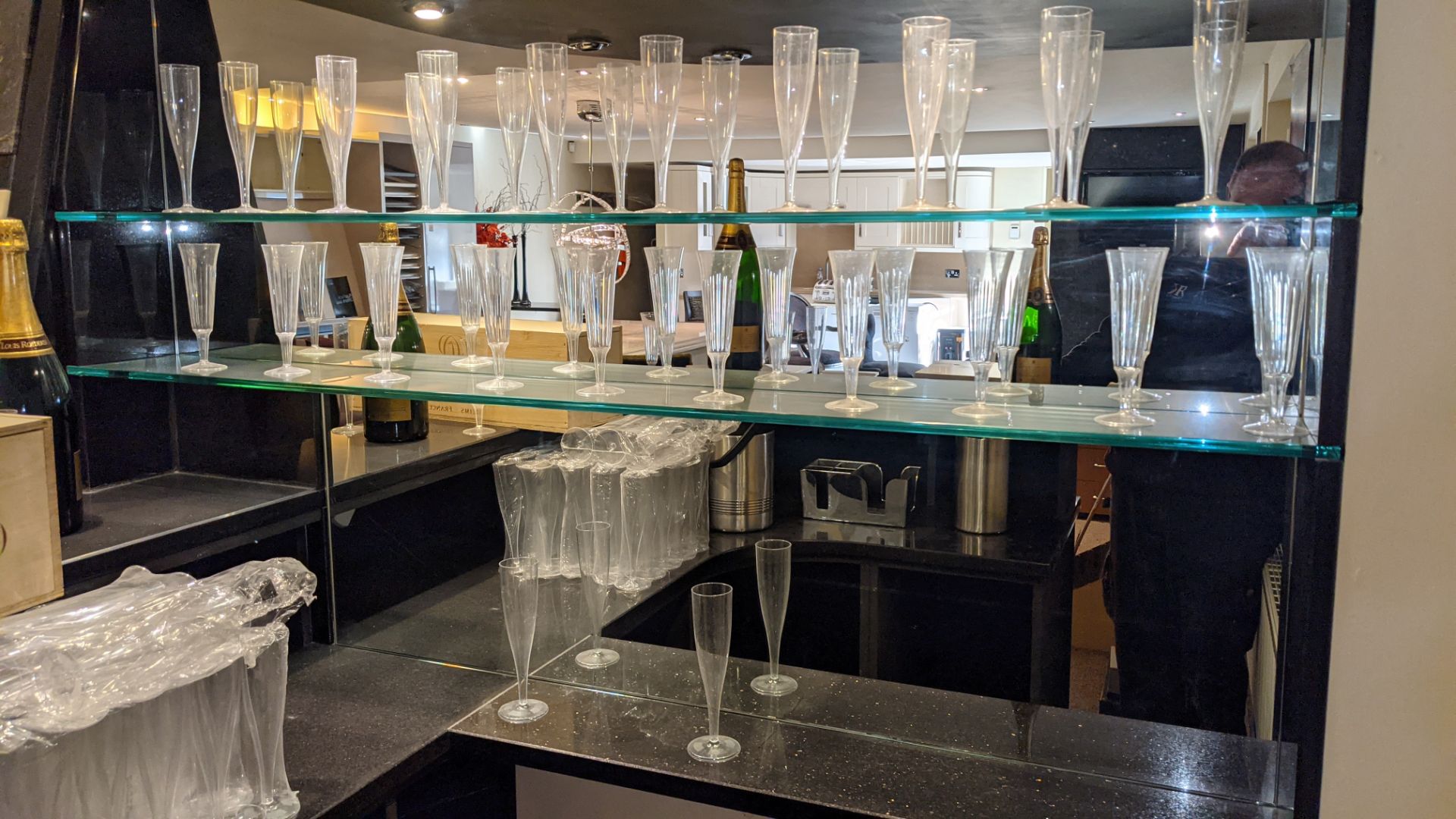 Corner bar arrangement including the various dummy champagne bottles & glasses situated on & around - Image 5 of 13