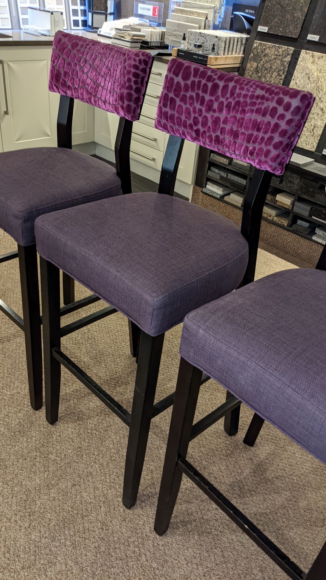 4 matching barstools in 2 different upholstered fabrics - Image 5 of 6