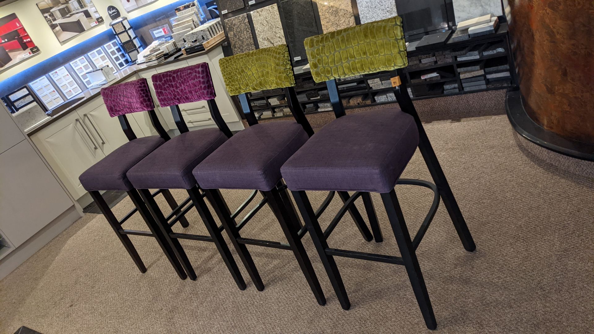 4 matching barstools in 2 different upholstered fabrics - Image 2 of 6