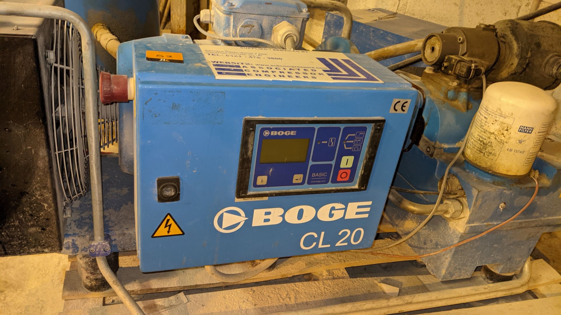 2010 Boge model CL20 compressor plus vertical air receiver & separate dryer - Image 7 of 14