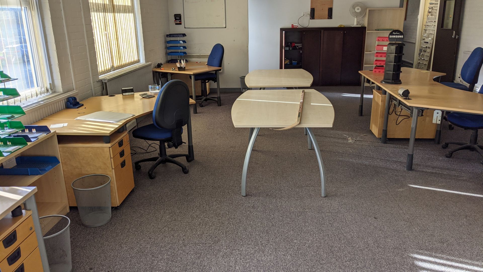 The furniture contents of a large open plan office. This lot effectively comprises all freestanding