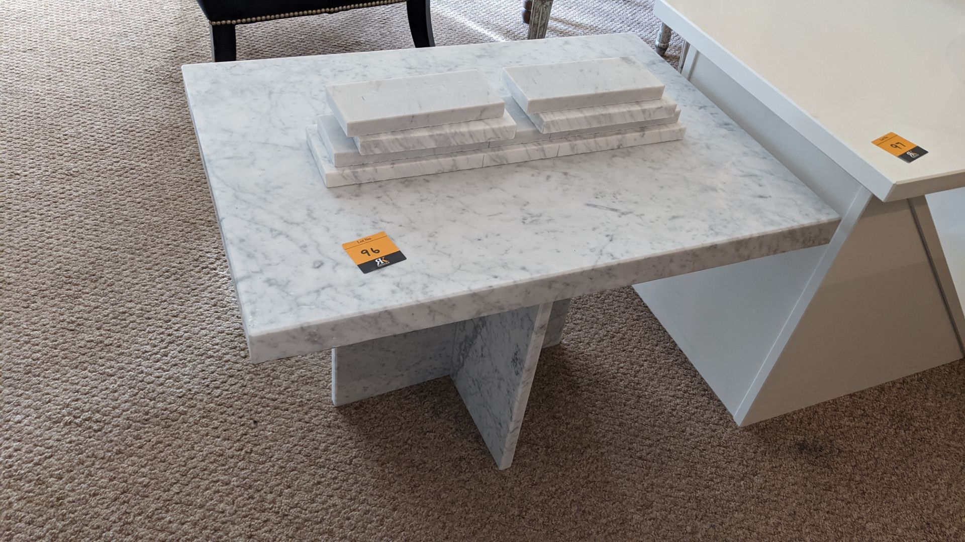 Small granite table with optional loose feet, tabletop measuring 700 x 500mm, height of table approx