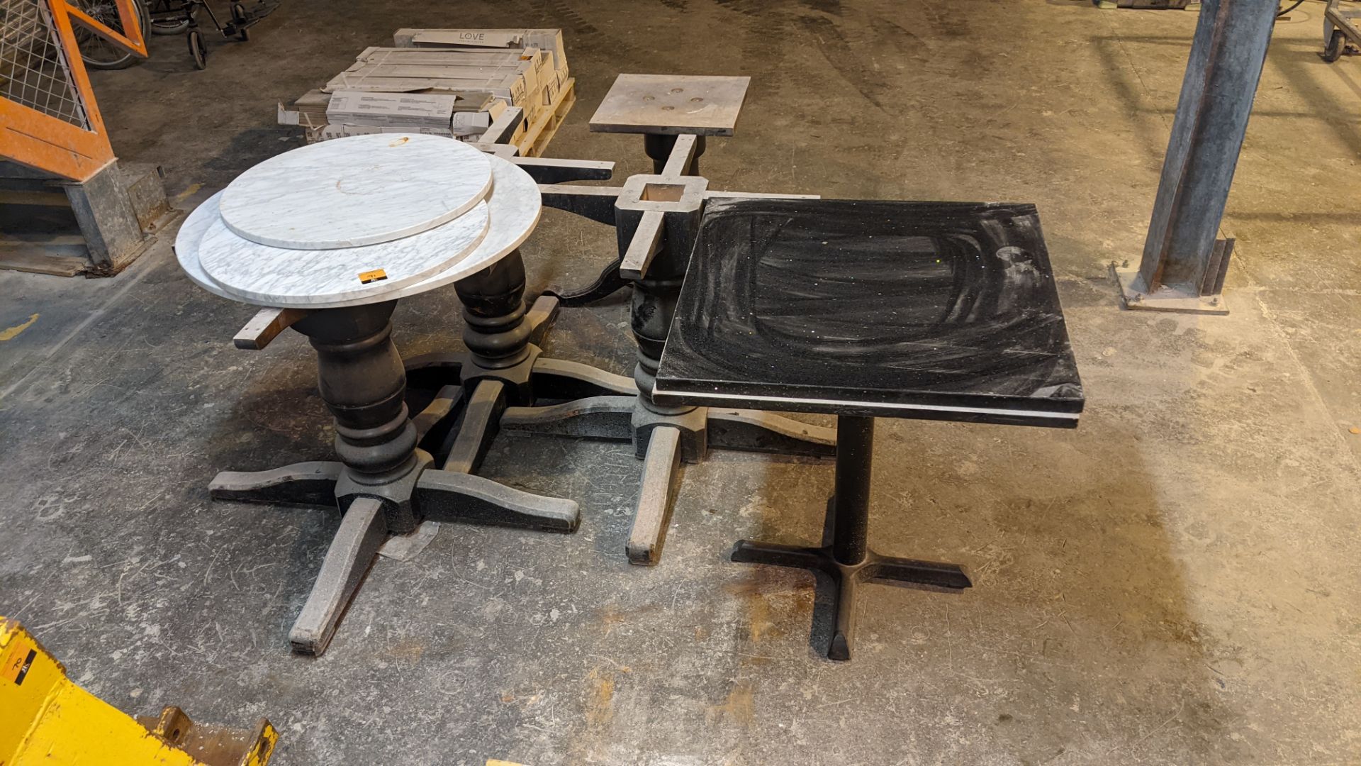 5 off assorted circular & square granite/quartz/marble table tops plus 4 off heavy-duty wooden turnt - Image 2 of 7