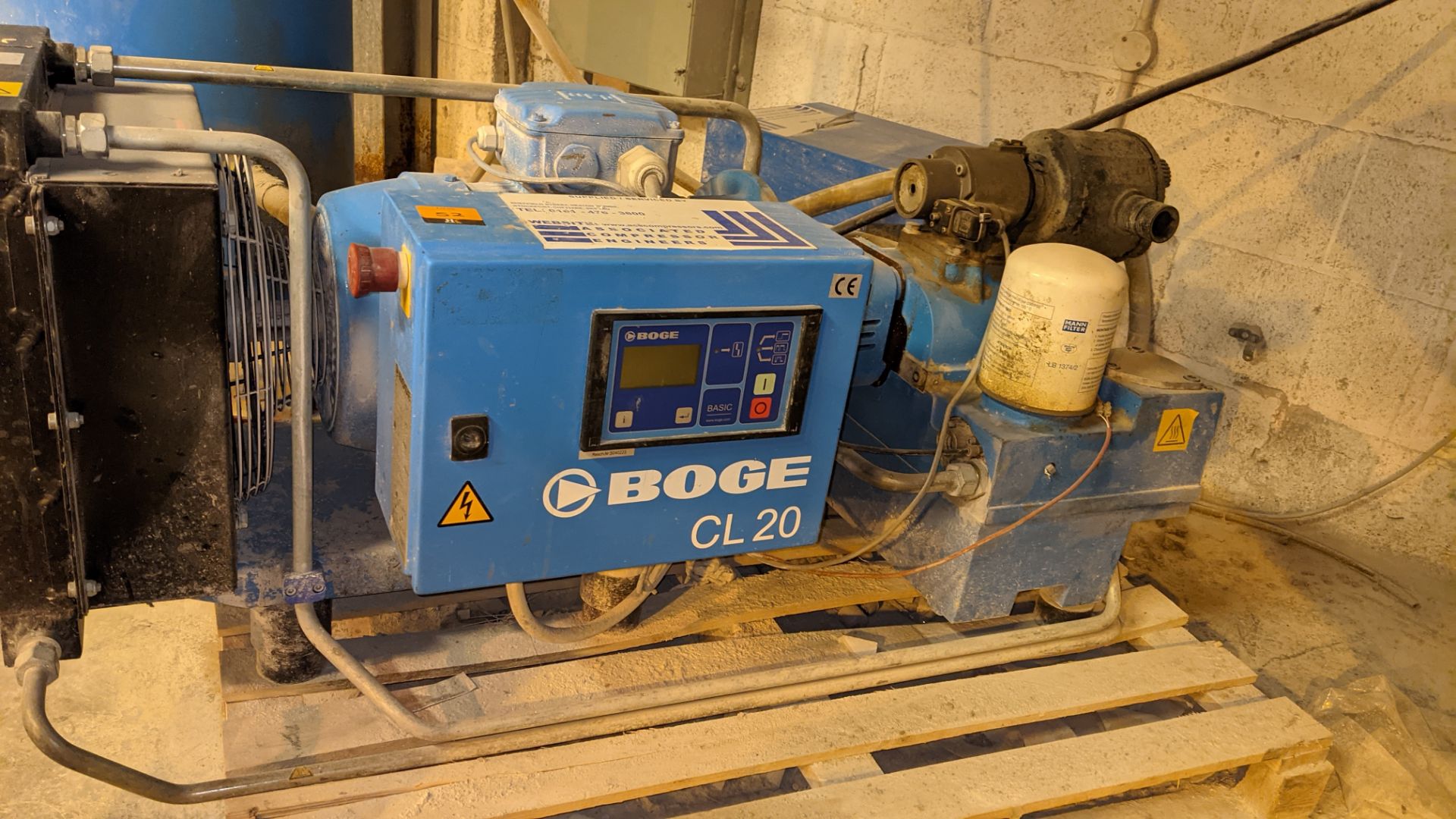 2010 Boge model CL20 compressor plus vertical air receiver & separate dryer - Image 8 of 14