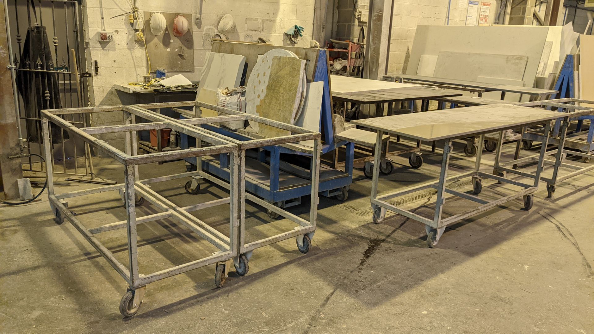 Large quantity of quartz, marble, granite & other stock plus rack/trolleys for use with same. This l - Image 8 of 27