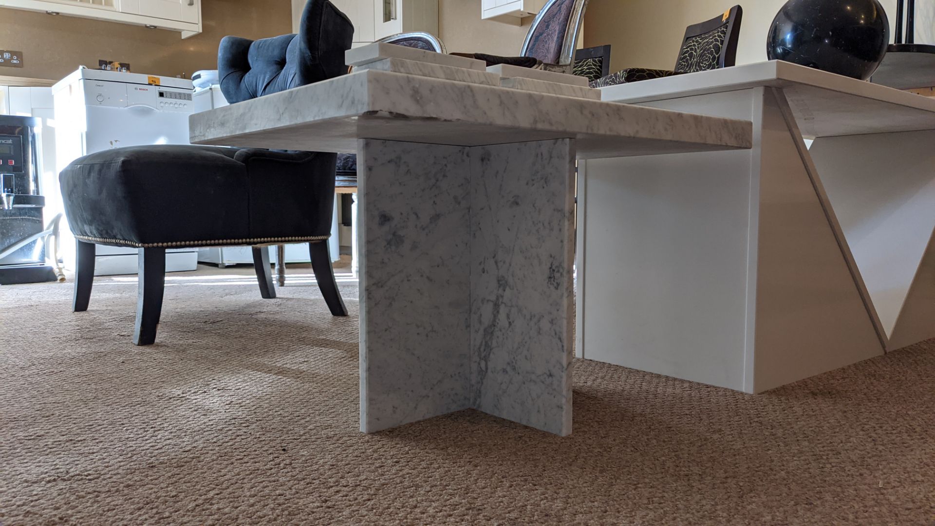Small granite table with optional loose feet, tabletop measuring 700 x 500mm, height of table approx - Image 5 of 6